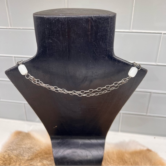 Handmade Chainmail Necklace w/ White Art Glass Beads Charm Pendant - Picture 7 of 12